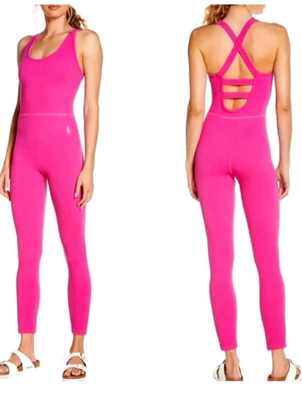 Free People Movement Ribbed Fuchsia Fizz Free Throw Jumpsuit. Size Small.